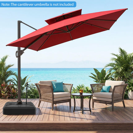 Cantilever Umbrella Base with Wheels, 330 lb Fill, Black