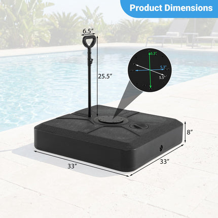 Cantilever Umbrella Base with Wheels, 330 lb Fill, Black