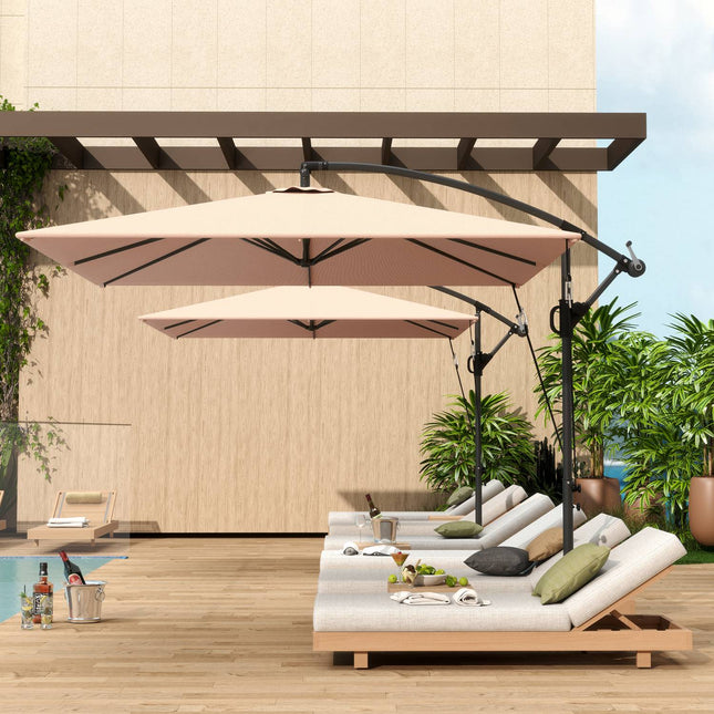 Cantilever Parasol Ø260 cm, UV 50+, Water-repellent, Khaki