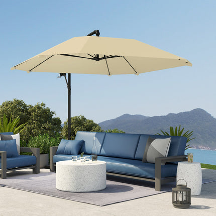 Beige 260 cm cantilever aluminum umbrella - Waterproof & tiltable