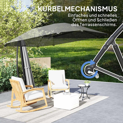 Dark gray cantilever umbrella, 260cm, crank & wind lock