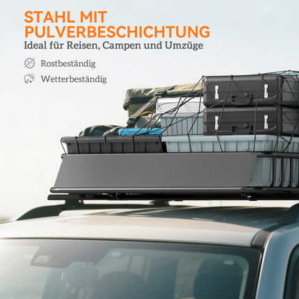 Car Roof Cargo Basket, Steel, 90.7 kg Capacity, Black