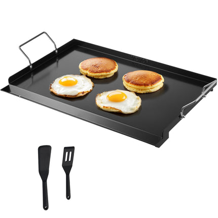 Carbon Steel Griddle, 24x16 Inch Flat Top Plate With Handle