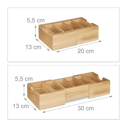 Card Organizer DIN A8 Natural Bamboo Desk Drawer Storage Pen Holder Supplies