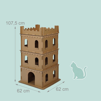 Cardboard Cat House, XL 3-Level Castle, Tool-Free