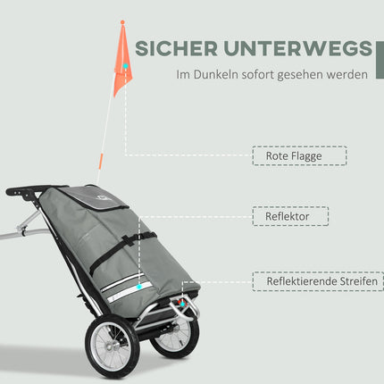Bicycle cargo trolley and shopping trolley, 55L, aluminium, grey