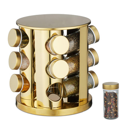 Carousel for golden spices with 12 glasses