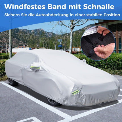 Car tarpaulin with zip and pocket, weatherproof car cover, 479 x 173 x 115 cm, silver
