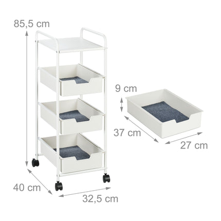 Cart with 3 levels and shelf