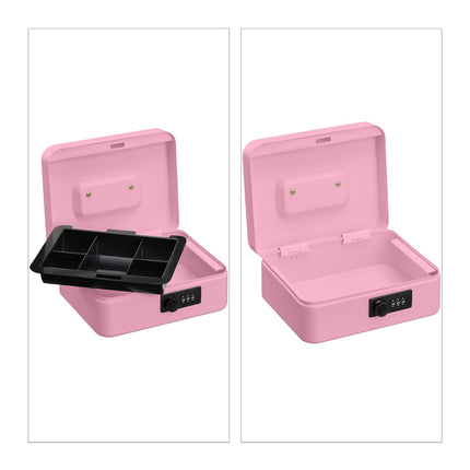 Cash Box with Combination Lock, Steel, 5-Compartment Tray