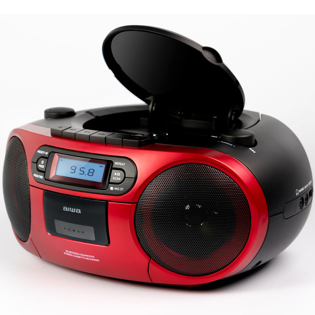 Cassette radio CD/FM radio/Cassette tape/USB/BT Red
