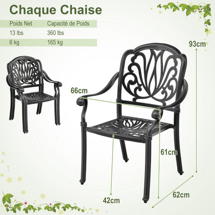 Cast Aluminum Stackable Patio Chairs Set of 2, Black