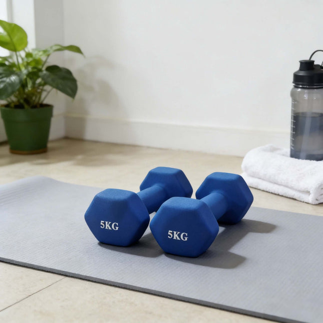 Cast Iron Dumbbells Pair, Ergonomic Grip, 1-5kg
