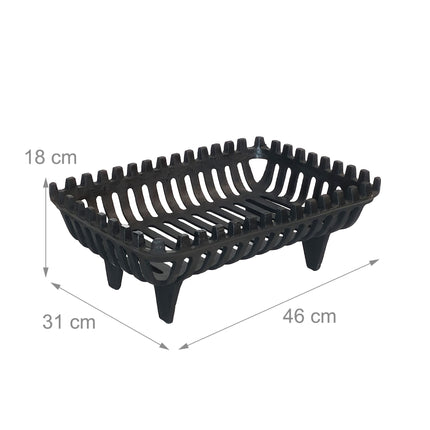 Cast Iron Fireplace Grate with Feet – XL Size, Black