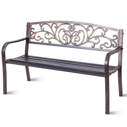Cast Iron Garden Bench for 2-3 People with Backrest