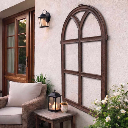 Cast Iron Stable Window – Rustic Rust-Patina Trellis
