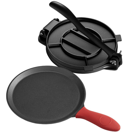 Cast Iron Tortilla Press 10 Inch, Handle, 100 Parchment Sheets