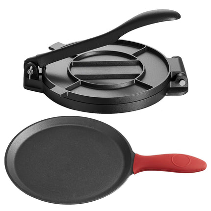 Cast Iron Tortilla Press 10 Inch, Handle, 100 Parchment Sheets