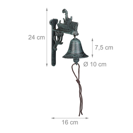 Cast iron doorbell with ship
