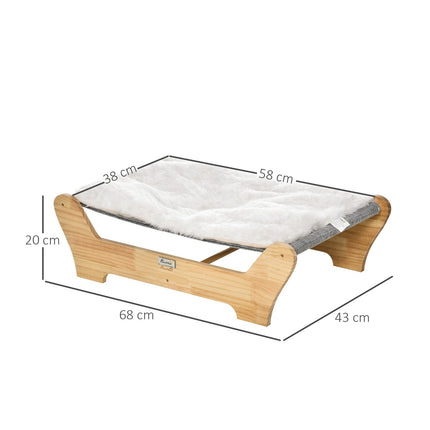 Elevated cat bed Hammock with soft cushion, pine