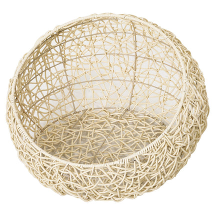 Rattan Cat Cave Bed - Cozy beige with pillow, 56x35Cm