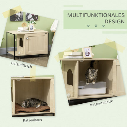 Cat cabinet litter box, oak, magnetic door, play ball, 86x48x52 cm