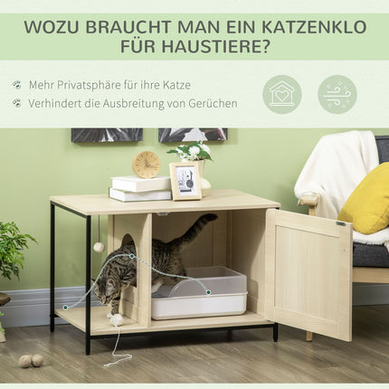 Cat cabinet litter box, oak, magnetic door, play ball, 86x48x52 cm