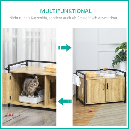 Cat cabinet - natural wood, multifunctional, 82x51x54 cm