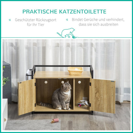 Cat cabinet - natural wood, multifunctional, 82x51x54 cm