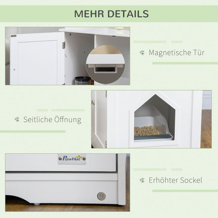 White cat litter box with adjustable divider 86cm