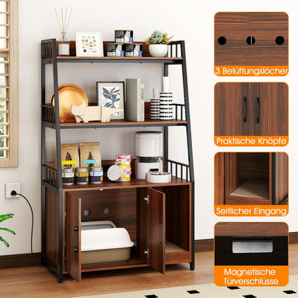 Cat Cabinet with Bookshelf, Charging Station, Scratch Pad, 80x40x132cm