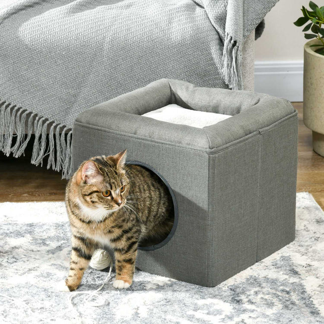 Two-story cat cave with cushion, suitable for cats up to 5 kg