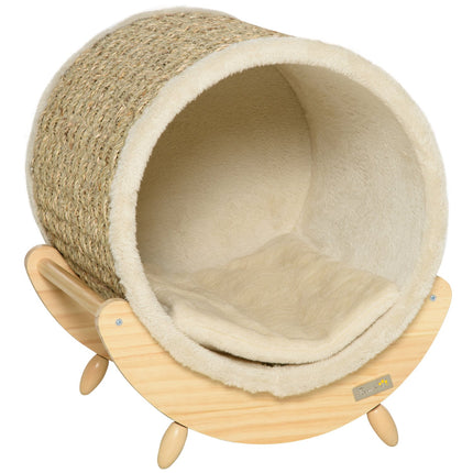 Cat Cave Bed with scratching pad, pine, flannel