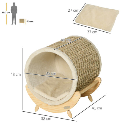 Cat Cave Bed with scratching pad, pine, flannel