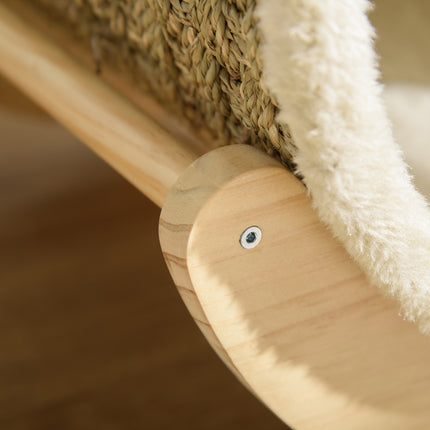 Cat Cave Bed with scratching pad, pine, flannel