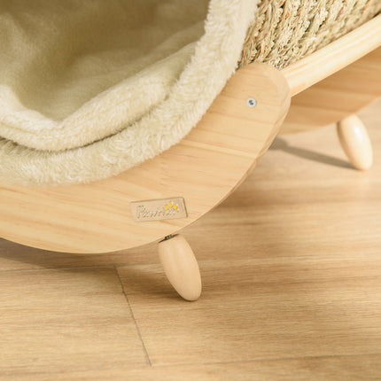 Cat Cave Bed with scratching pad, pine, flannel