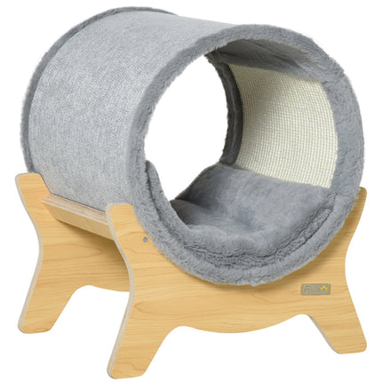 Cat cave with shelf & scratching pad, Grey, 41x40x47 Cm