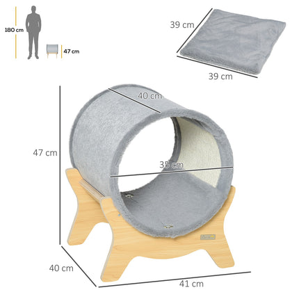 Cat cave with shelf & scratching pad, Grey, 41x40x47 Cm