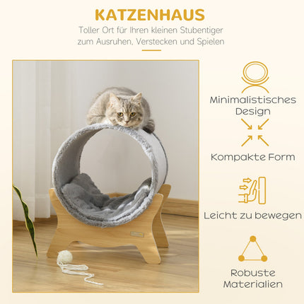 Cat cave with shelf & scratching pad, Grey, 41x40x47 Cm