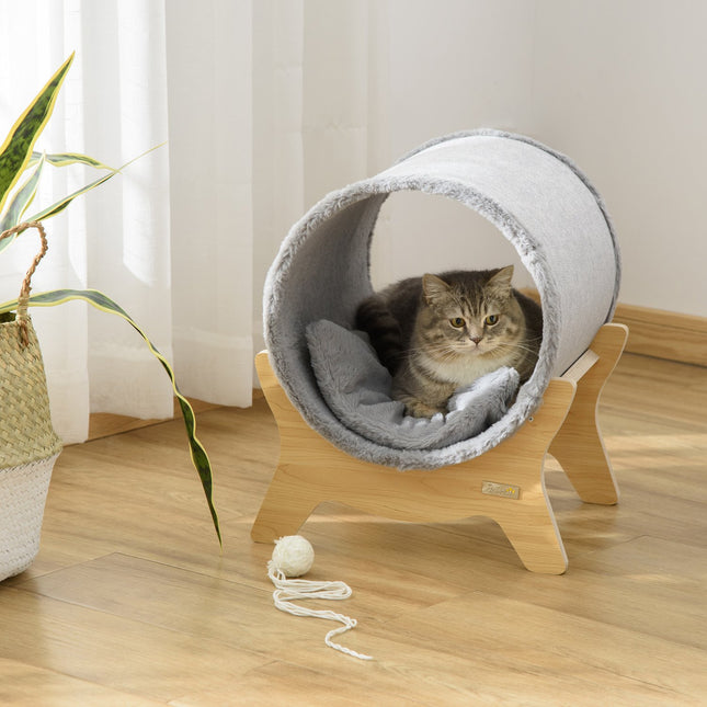 Cat cave with shelf & scratching pad, Grey, 41x40x47 Cm