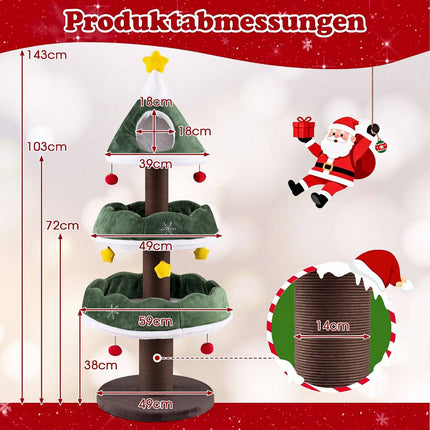 Cat Christmas Tree Tower with Condo and Scratching Posts