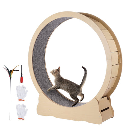 Cat Exercise Wheel 52-Inch, Wooden, Quiet, Locking Base