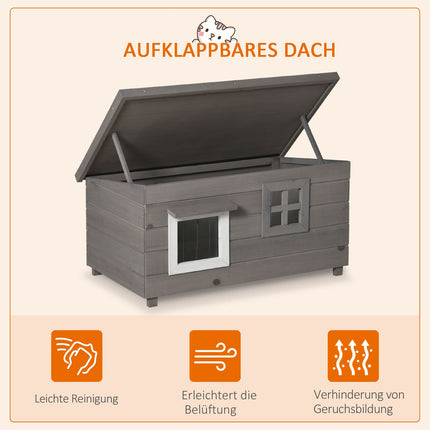 Outdoor winter-proof cat house - asphalt roof, spruce wood