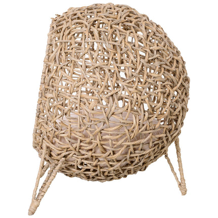 Natural PE rattan house with cushions, raised feet