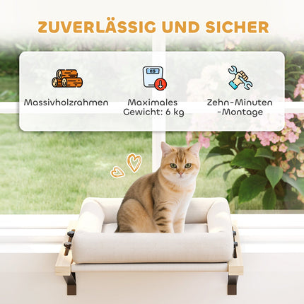 Cat House for Windowsills & Heaters, Cushion, Wood Frame