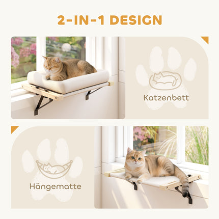 Cat House for Windowsills & Heaters, Cushion, Wood Frame