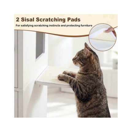 Cat Litter Box Cabinet with Fold-Down Compartment, 115 cm, White