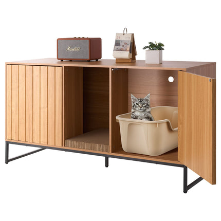 Cat Litter Box Enclosure Cabinet, 120 cm, Scratch Pad, Storage