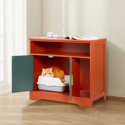 Cat Litter Box Enclosure Cabinet, 31-Inch, Shelf Storage