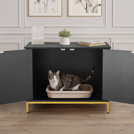 Cat Litter Box Enclosure Cabinet, 70 cm, Metal Legs